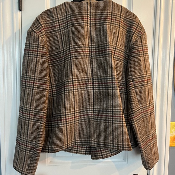 BCBG Women's Checkered Blazer - Brown and Red - Picture 6 of 8